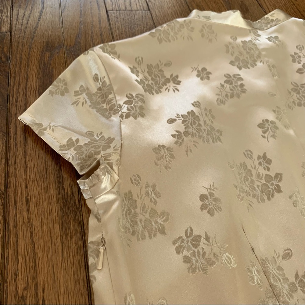 Vintage Traditional Formal Fitted Evening Wear Gold Cheongsam - Picture 11 of 12